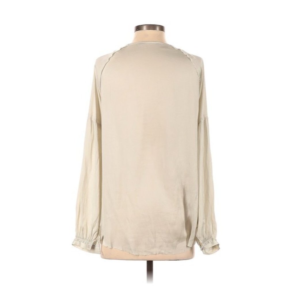 Calvin Rucker Ivory/silver Satin Blouse S - Picture 2 of 3
